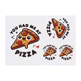 4 x 'You Had Me At Pizza' Temporary Tattoos - Water Resistant, Skin-Safe, Non-Toxic Transfers, Mixed Sizes (TO00077794)