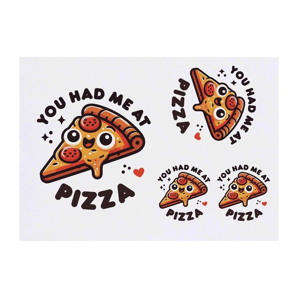4 x 'You Had Me At Pizza' Temporary Tattoos -