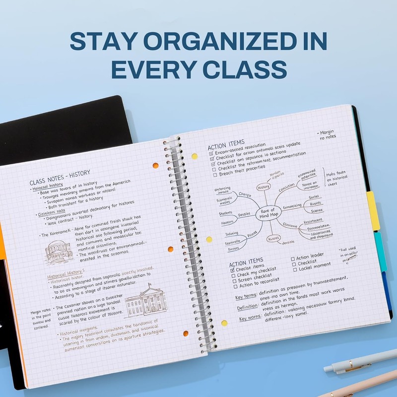 SUNEE 5 Subject Graph Paper Notebook - 400 Pages, 9"x11",
