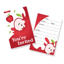 Halodete Apple Invitation Cards, Sweet Birthday Invitation Cards Supplies, Fill-in Invitations, Baby Shower Fruit Apple Greeting Cards, Funny Birthday Party Decorations, 30 Pcs