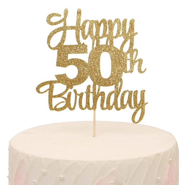 Decoración para tartas de 50 cumpleaños, decoración para tartas de 50 aniversario, decoración para tartas de 50 cumpleaños, decoración para tartas de 50 cumpleaños, decoración para tartas doradas de