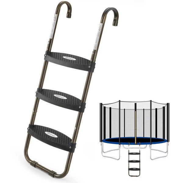 HBTower Trampoline Ladder, 3-Step Trampoline Steps with Horizontal Wide Steps,