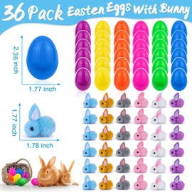 REGTEB 36 Pack Easter Egg Fillers with Bunny Plush Easter Eggs with Toys Inside, Mini Stuffed Animals Easter Eggs Hunts Party Favors Easter Basket Stuffers for Kids Toddler Teens Boys Girls