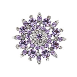 Alilang Adustable Silver Iridescent Lilac Crystal Rhinestones Statement Snowflake Flower Floral Fashion Ring, Lilac