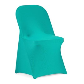 Peomeise Stretch Spandex Folding Chair Cover for Wedding Party Dining Banquet Event (Turquoise,25pcs)