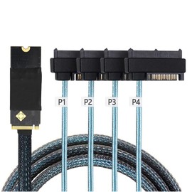 AoQhir M.2 SFF-8643 to 4 x SAS 8482 Converter Cable – 12Gbps High-Speed Server Interconnect, 30AWG Copper Wire, Plug and Play (1m)