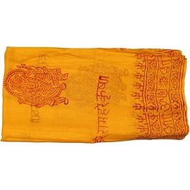Indian Ganesh Om Meditation Yoga Altar Cloth Prayer Shawl Scarf (Saffron Yellow)