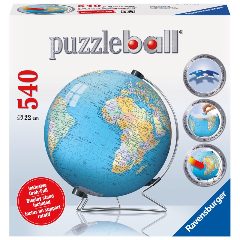 Ravensburger 12426 Puzzleball Globe Earth with Swivel Base (540 Pieces)