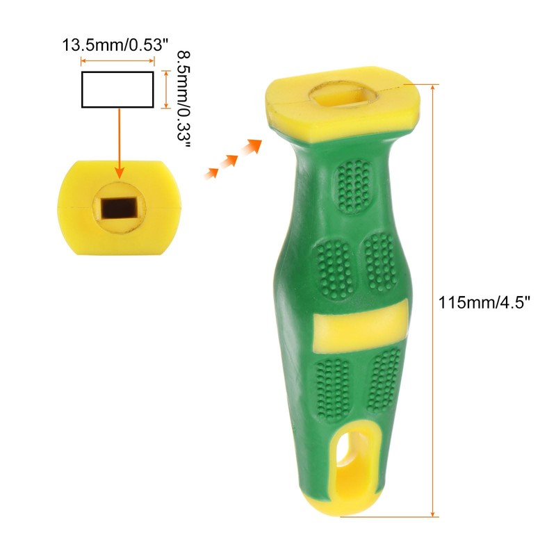 sourcing map Rubber File Handle 4.5 Inch Rectangular Hole Ergonomic