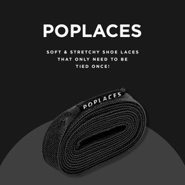 Popband London | Poplace Shoe Laces | Black | Clever, Soft and Stretchy | Tie Only Once and Never Tie or Untie Again | Ideal for Children and the Elderly | 36"