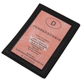 Genuine Leather ID Card Holder with 2 Compartments in Calf or Buffalo Leather MJ-Design-Germany, Calf Black