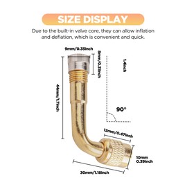 Flaconi 2PCS 90 degree valve stem motorcycle,tire valve extension,tire valve stem extensions,valve stem adapter,Tire Valve Stem Extension Brass Adaptor Compatible for Passenger Cars,Stroller,Bicycles