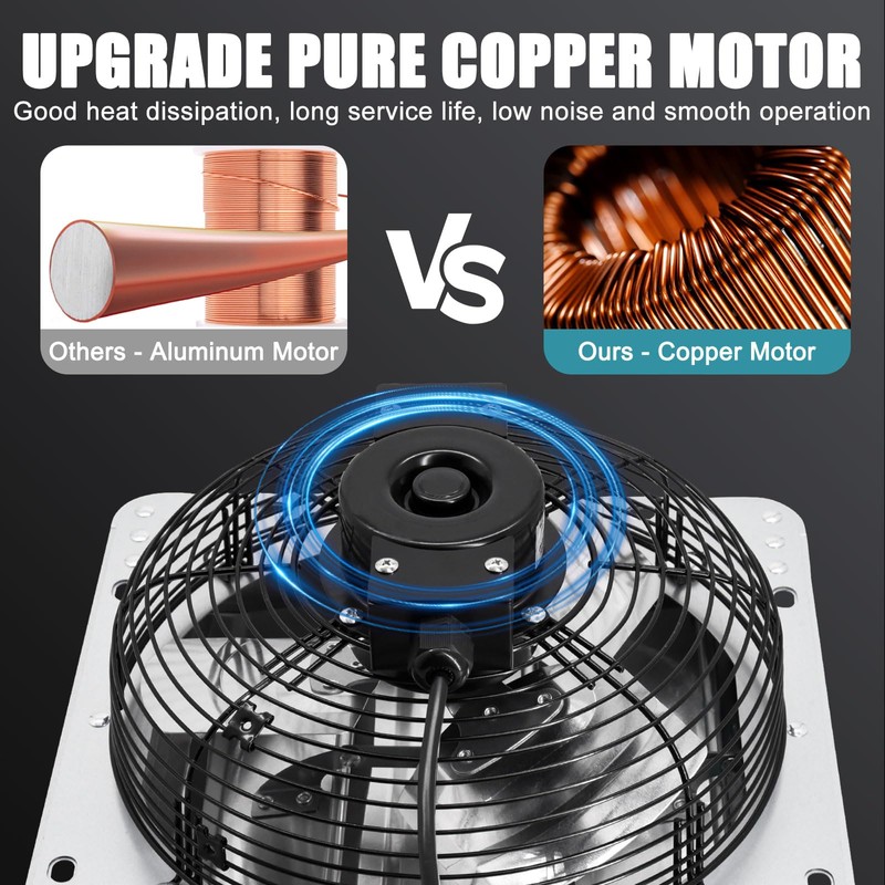 Criditpid 10 Inch Shutter Exhaust Fan, 820 CFM Attic Fan,