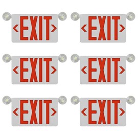 Ciata 6 Pack Ultra Bright Led Decorative Red Exit Sign & Emergency Light Combo with Battery Backup, Fire Exit Sign with Lights, Lighted Exit Signs with Battery Backup, 6-inch Red Letters