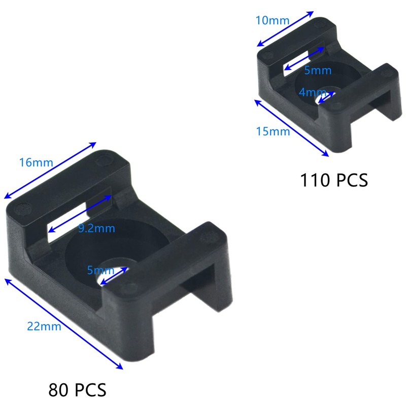 190 Pieces Black Cable Tie Bases,Cable Tie Mounts,Cable Tie Saddles