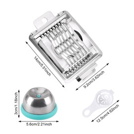 1 Egg Slicer, 304 Stainless Steel Cutter, 1 Stainless Steel Raw Egg Cutter, Punch, 3 Protein Separators, Kitchen Egg Tool Set for Cutting Round and Oval Eggs, Strawberries, Soft Fruits
