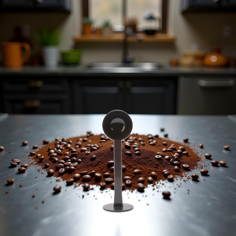 Black 2-In-1 Espresso Coffee Bean Spoon Tamping Scoop Tamper Tea