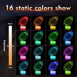 SEVEN LADY Football Lamp 3D Night Light: Boys Girls Kids Gifts with Remote Touch Control,Multiple Colour Brightness Adjusted, Batteries Powered (Football)