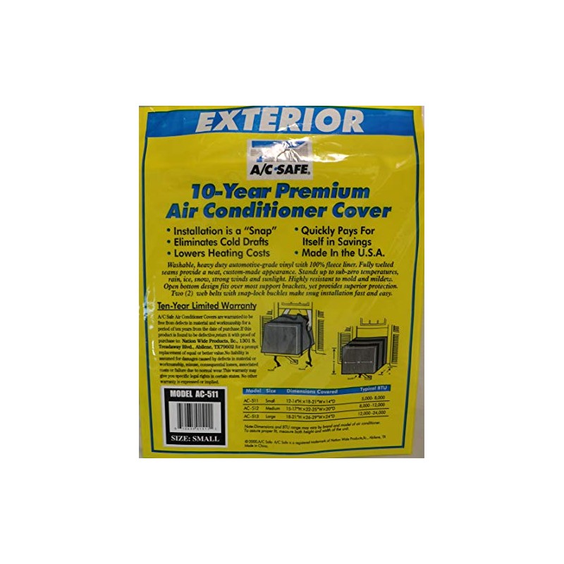 A/C Safe Fleece-Lined Vinyl Exterior Cover for Small Window Air