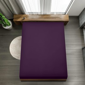 Utopia Bedding Fitted Sheet Single, Purple - Deep Pocket 14 inch (35 cm) - Easy Care - Soft Brushed Microfibre Fabric - Shrinkage and Fade Resistant - Bottom Sheet