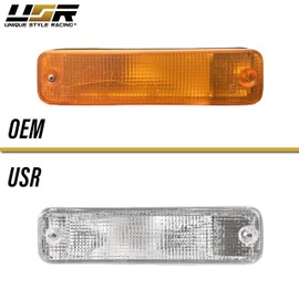 USR 88-89 CRX Turn Signal Light – CLEAR Front Bumper Signals Lamps (Left + Right) - Compatible with 1988-1989 Honda CR-X/Civic Hatchback 3 Door / 4 Door Sedan All Models (CLEAR Lens, Amber Bulbs)