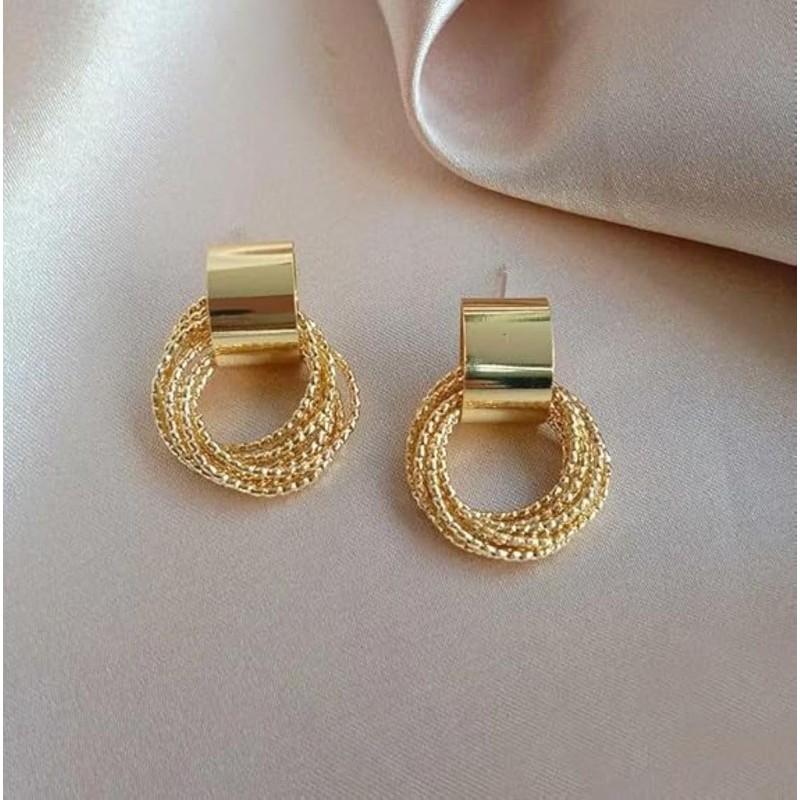 Trendy Gold Knot Earrings for Women Chunky Statement Drop Dangle