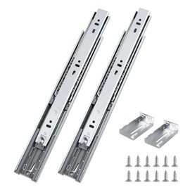 Probrico 1 Pair 18 Inch Rear/Side Mount Drawer Slides with Rear Mounting Brackets, Heavy Duty Ball Bearing Soft Close Drawer Glides, 3 Folds Full Extension Dresser Drawer Runners