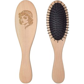 'Vintage Girl Portrait' Wooden Hairbrush (HA00054836)