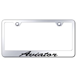 Au-TOMOTIVE GOLD Laser Etched Script Stainless Steel License Plate Frame for Lincoln Aviator (Chrome)