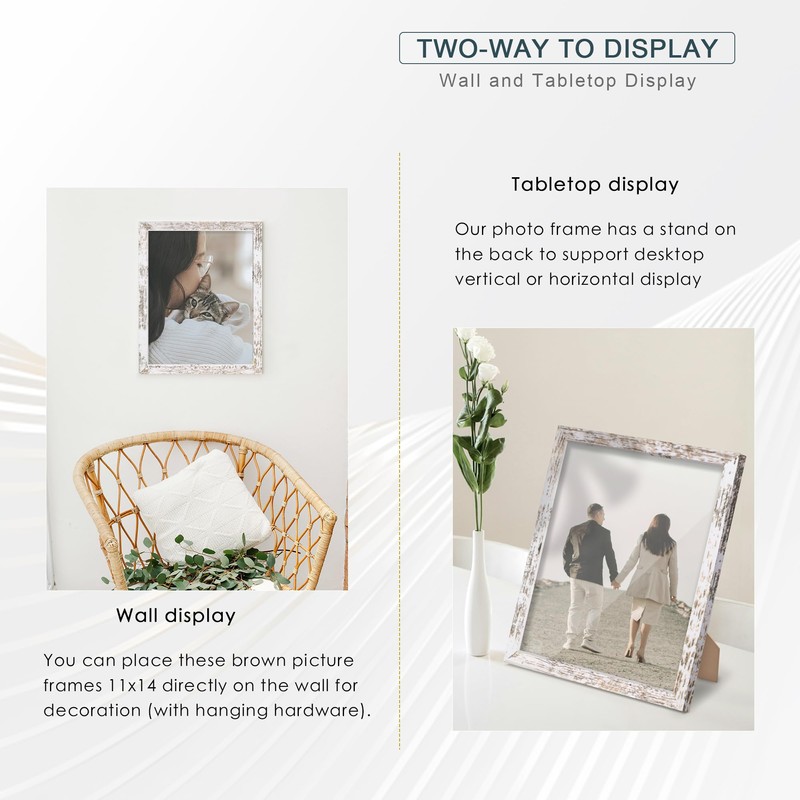 Fisnish 11x14 Picture Frame, for Tabletop Display, Horizontal or Vertical