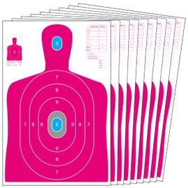 Freedom Gun Targets 25 Pack of Paper Shooting Target for Gun Ranges Rifles Handguns Pistols Hunting Competitions Pink Silhouette Blue Bullseye (12x18)