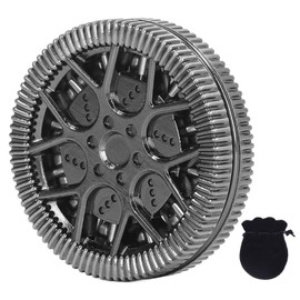 Hollow Hub Pattern Haptic Coin, Fidget Slider Coin Metal Fidget Toy Anxiety Stress Relief Push Slider Toy for Fun Office Desk (Silver Black)