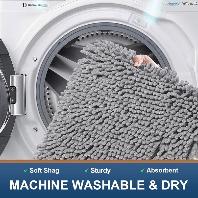 Homaxy rutschfeste Badematte Chenille Badezimmerteppich Mikrofaser Badteppich Saugfähige Hochflor Badvorleger