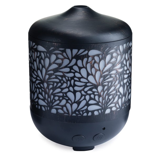 Airome Petal Large Cut Metal Essential Oil Diffuser|250 mL Humidifying Ultrasonic Aromatherapy Diffuser 8 LED Lights, Up to 24 Hours Intermittent & Continual Mist Auto Shut-Off, Black