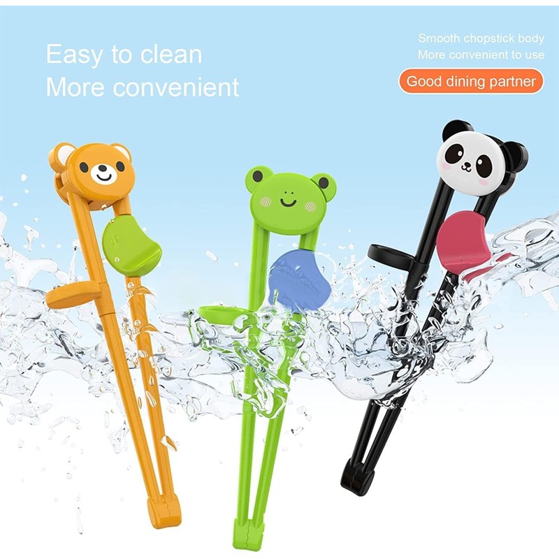 3 Pairs Kids Chopsticks Training Set, Reusable Cartoon Chopsticks for