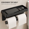 Dual Roll Toilet Paper Holder with Shelf – Black Aluminum