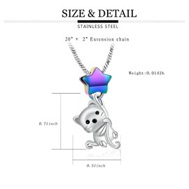 Ydmwannx Cat Urn Necklace for Ashes Star Star Cremation Jewelry for Pet Stainless Steel Ashes Pendant for Women Men Keepsake Necklace Memorial for Jewelry