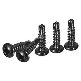 DTGN #6x1/2" Pan Head Self Drilling Screws - 25Pack - Black Oxide 410 Stainless Steel Phillips Drive Self Tapping Sheet Metal Screws