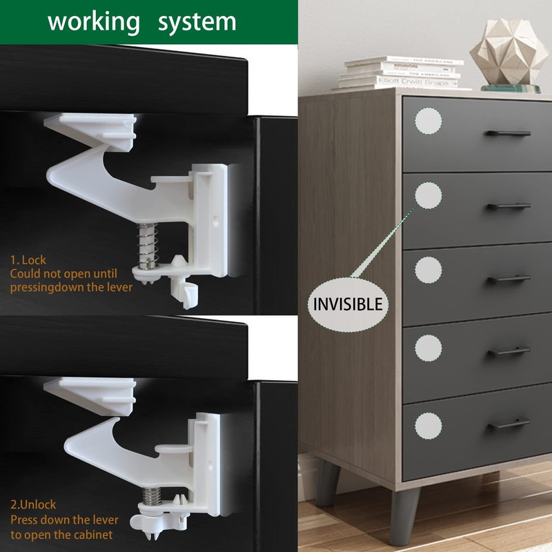 Vmaisi 20 Pack Cabinet Locks Child Safety Latches - Baby