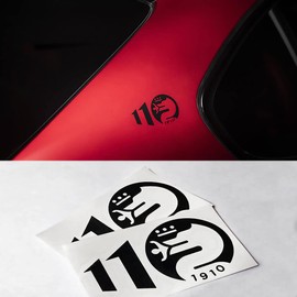 2pcs Black Car Body Decoration Sticker 110th Anniversary Sticker Car Puller Car Window Compatible Fur Alfa Romeo Giulia Stelvio Quadrifoglio Giulietta Mito 159 Spider 166 147 Accessories(Black)