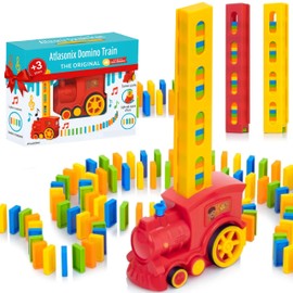 Domino Train Set for Kids – Automatic Domino Laying Toy, Montessori STEM Learning Gift for Boys & Girls Ages 3-8, Fun Educational Toddler Toy, Birthday Present for 3-5 Year Olds