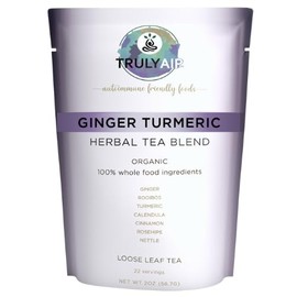 Truly AIP Ginger Turmeric Herbal Tea - AIP Compliant & Caffeine Free - Whole 30, Paleo Friendly - Sugar Free, Seed Free - Completely Natural Ingredients (Loose Leaf 22 Servings)
