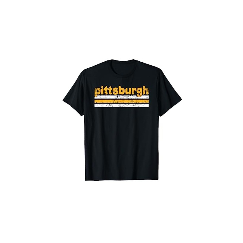 Pittsburgh Pennsylvania Three Stripe Vintage Weathered T-Shirt
