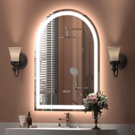 CHARMOR Arched LED Bathroom Mirror 22x30 Inch, LED Vanity Mirror with Backlit and Frontlit, Dimmable Lighted Illuminated Mirror, Anti-Fog,Memory, 3 Colors, Shatter-Proof, ETL Listed