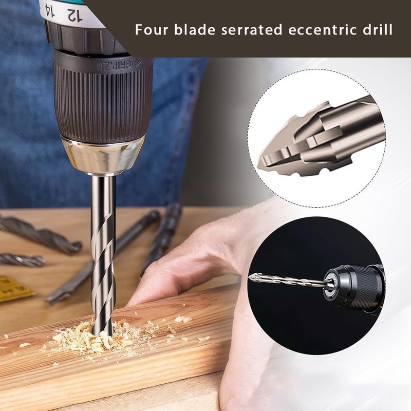 10PCS High-Strength Eccentric Twist Drill Bit,Four Flute Sawtooth Eccentric Drill