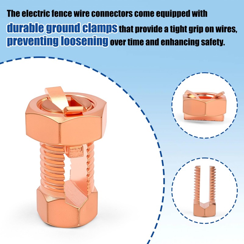 Electric Fence Split Bolt Connectors - High Strength Brass Ground