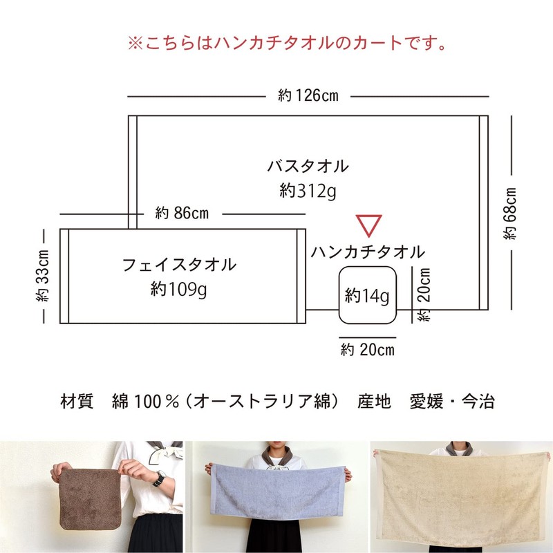 Imabari Towel Resort Hotel Style Towel Handkerchief 3 Piece Set