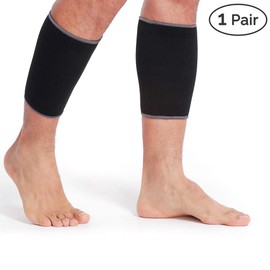 Neotech Care Calf Support Sleeve - Elastic & Breathable Knitted Fabric - Medium Compression - Black Colour (Size L, 1 Pair)