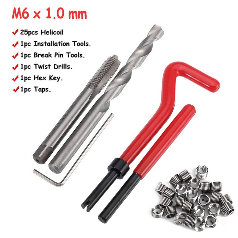 Saipor 30pcs Thread Repair Kit M6 x1.0mm Helicoil Restoring Thread