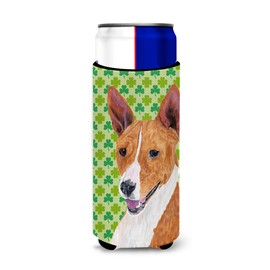 Basenji St. Patrick's Day Shamrock Portrait Ultra Beverage Insulators for Slim cans SC9307MUK